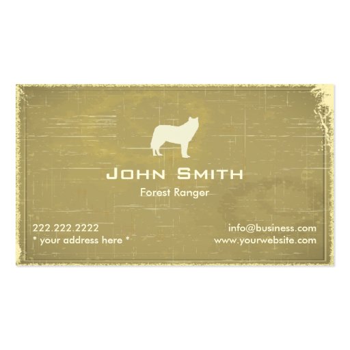 Grey Wolf Forest Ranger Old Paper Business Card
