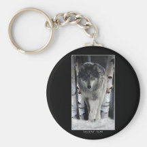 Grey Wolf & Forest Snow Key Chain