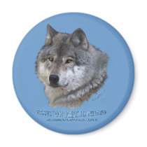 GREY WOLF HEAD Magnet by WILDERNESS_SHOP GREY WOLF HEAD Magnet