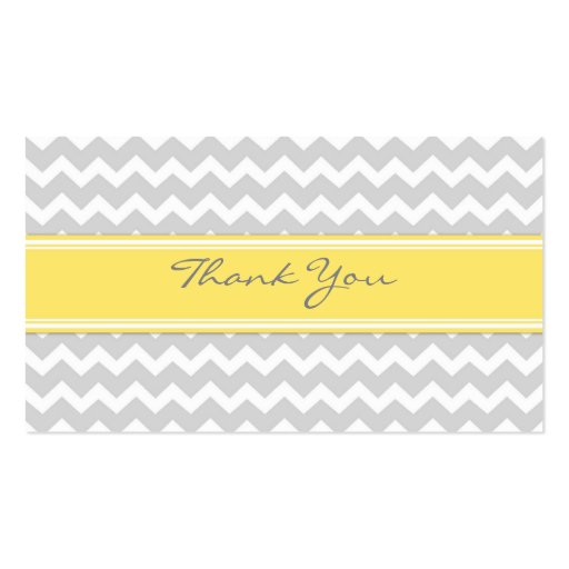 Grey Yellow Chevron Wedding Favor Tags Business Cards (back side)