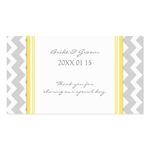 Grey Yellow Chevron Wedding Favor Tags Business Cards (front side)