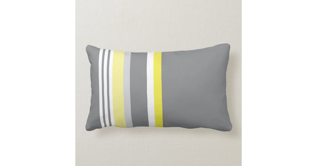 Grey (Yellow stripe) Throw Pillow Zazzle