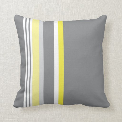 Grey (Yellow stripe) Throw Pillow Zazzle