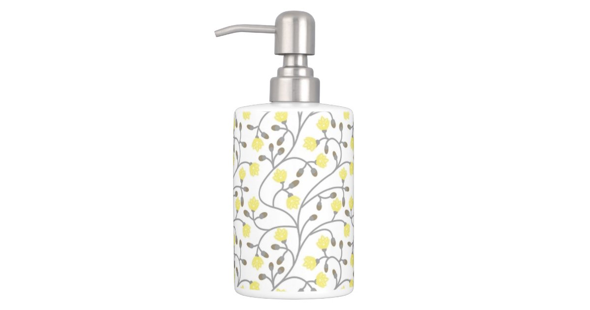 Grey & Yellow Toothbrush holder & Soap Dispenser Zazzle