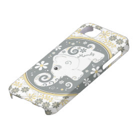 Grey Yellow White Elephant Floral iPhone 5 Case