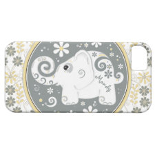 Grey Yellow White floral Elephant iPhone 5 Case