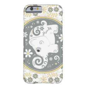 Grey Yellow White Elephant Floral iPhone 6 case