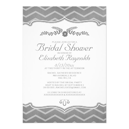 Grey Zigzag Bridal Shower Invitations
