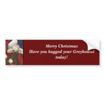 Greyhound and Santa Dog Art Bumper Sticker bumper stickers