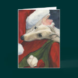 " Greyhound and Santa" Dog Art Christmas Card