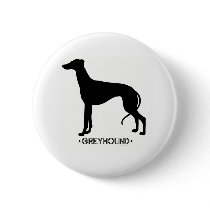 Greyhound Button by dogsilhouettes Greyhound Button