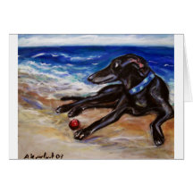 Greyhound by the sea greeting cards