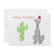 Greyhound Cactus Christmas invitations