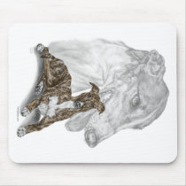 Greyhound Dog Portrait Art Mousepads