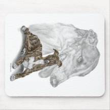 Greyhound Dog Portrait Art Mousepads