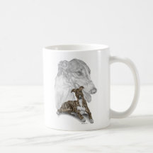 Greyhound Dog Portrait Art Mugs