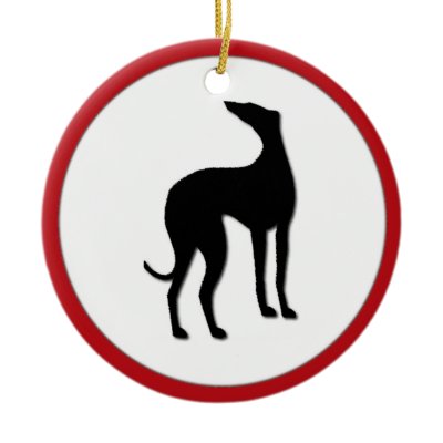 Greyhound Dog Winter Holly Christmas Swirl Christmas Tree Ornaments