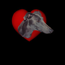 Greyhound Face Red Heart Shirt