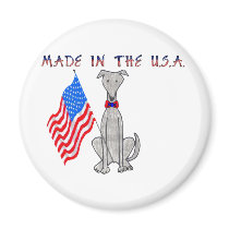 Greyhound Grey Made In The USA Magnet by giftsjustforuholiday Greyhound Grey Made In The USA Magnet
