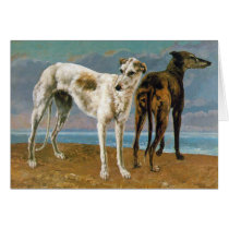 Greyhound Painting - Two Greyhounds - Vintage Art Greeting Cards