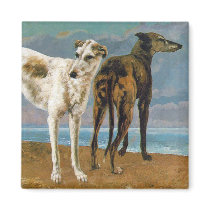Greyhound Painting - Two Greyhounds - Vintage Art Magnets