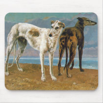 Greyhound Painting - Two Greyhounds - Vintage Art Mouse Pads