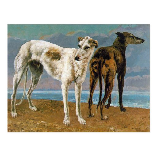 Greyhound Painting Two Greyhounds Vintage Art Postcard Zazzle