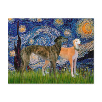 Greyhound Pair - Starry Night postcards