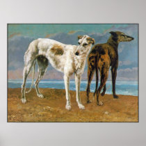 Greyhound Poster/Print:  Two Greyhounds - Vintage