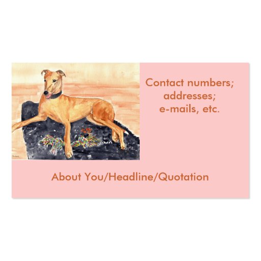 'Greyhound' Profile Card Business Card Template (back side)