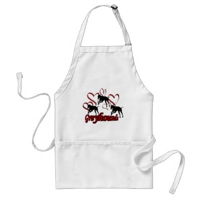 Greyhound Running Silhouettes Hearts Dog Apron by SmilinEyesTreasures