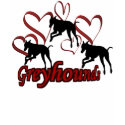 Greyhound Trio Silhouette And Hearts T-Shirt