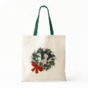 Greyhound Wreath Christmas Holiday Tote Bag by SmilinEyesTreasures Greyhound Wreath Christmas Holiday Tote Bag