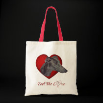 Greyhounds Feel The Love Heart Dog Tote Bag