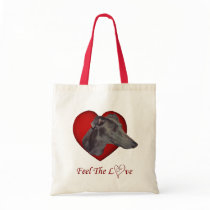 Greyhounds Feel The Love Heart Dog Tote Bag by SmilinEyesTreasures Greyhounds Feel The Love Heart Dog Tote Bag