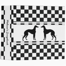 Greyhounds in Black and White Check Personalized Binders