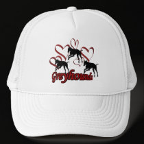 Greyhounds Silhouette Red Hearts Dog Lover Hat by SmilinEyesTreasures Greyhounds Silhouette Red Hearts Dog Lover Hat