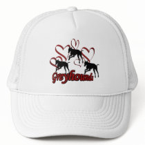 Greyhounds Silhouette Red Hearts Dog Lover Hat