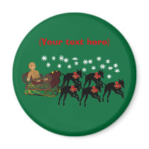 Greyhounds Sleigh Christmas Holiday Magnet