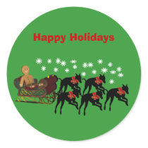 Greyhounds Sleigh Christmas Holiday Sticker Label by SmilinEyesTreasures Greyhounds Sleigh Christmas Holiday Sticker Label