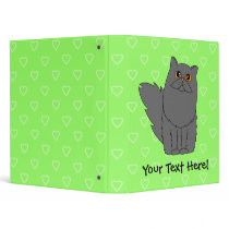 GreyPersian Cat Pink Heart Binder
