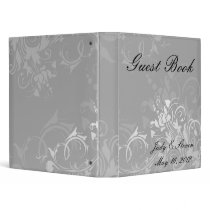 greyscale swirly modern floral wedding 3 ring binder