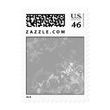 greyscale swirly modern floral wedding postage stamps