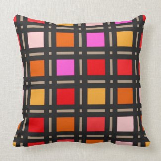 Grid Pattern in Sunset Colors Accent Pillow