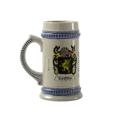 Griffin Family Crest Ceramic Stein Mug by NemethArt