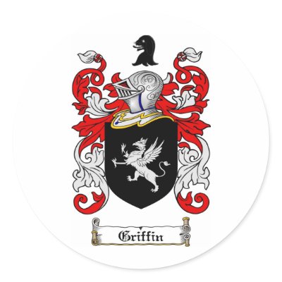 GRIFFIN FAMILY CREST -  GRIFFIN COAT OF ARMS ROUND STICKERS by heraldics