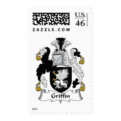 Griffin Family Crest Postage Stamps by coatsofarms