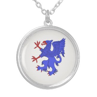 Griffin Rampant Azure Round Pendant Necklace
