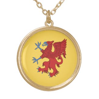 Griffin Rampant Gules Round Pendant Necklace