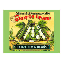 Griffon Brand  Vintage Crate Label Lima Beans Postcard